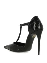 Dolce & Gabbana Black Pumps With Stiletto Heel And Croco Print In Leather Woman