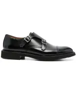 Doucal's Black Smooth Calfskin Leather Double-buckle Shoe