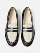 Duke & Dexter Women's Wilde Black + White Vine Penny Loafer - Women's In Black X White