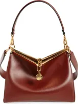 Etro Vela Leather Shoulder Bag In Dark Brown