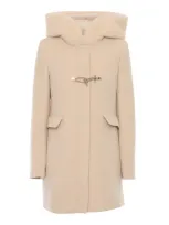 Fay Teddy Front Toggle Coat In White