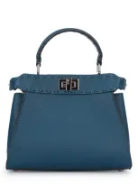 Fendi Peekaboo Mini Tote Bag In Pavone+palladio