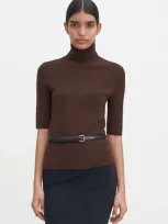 Filippa K Merino Elbow Sleeve Top In Brown