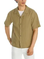 Frame Regular Fit Button Down Camp Shirt In Dry Sage