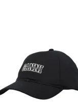 Ganni Logo-embroidered Cap In Black