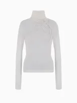 Giorgio Armani Embroidered Cashmere And Silk Mock-neck Jumper In White