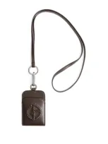 Giorgio Armani Leather Logo Badge Holder In Brown