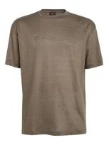 Giorgio Armani Linen T-shirt In Brown