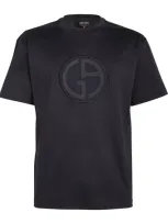 Giorgio Armani Logo-patch T-shirt In Blue