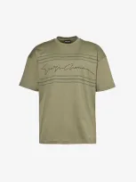 Giorgio Armani Mens Mastice Cursive Brand-print Cotton T-shirt