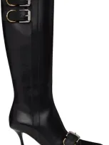 Givenchy Black Voyou Heel Boots In 001-black