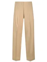 Golden Goose Wide Trousers With Pleats In Sand