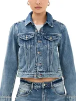 Good American Shrunken Trucker Jacket Indigo682