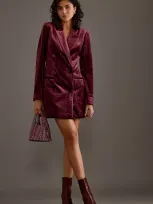 Good American Velvet Exec Mini Blazer Dress In Purple