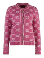 Gucci Jacquard Knit Cardigan In Pink