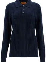 Guest In Residence Polo Inspired Pullover In Blue