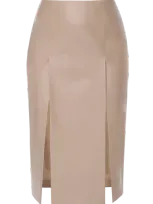 Halewski Vegan Leather Skirt Salma Cool Beige In Gray