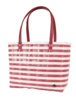 Handed By Sunny Bay Recycled Plastic Weekender Bag In Cherry Red/pearl White