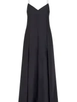 Heirlome Alyona Wool-silk Maxi Slip Dress In Black