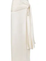 Heirlome Mila Draped Silk Maxi Skirt In Off-white