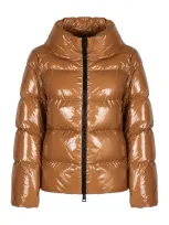 Herno Glossy Puffer Jacket In Brown