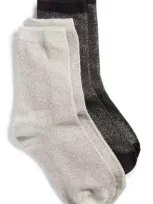 High Heel Jungle Assorted 2-pack Metallic Crew Socks In Black, Silver