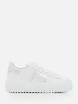 Hogan H-stripes Lace Up Sneakers In White