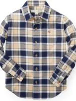 Hope & Henry Boys' Organic Flannel Shirt, Kids In Tan Plaid