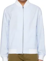 Hugo Boss White & Blue Slim-fit Bomber Jacket In 450-light/pastelblue