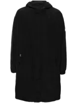 Hugo Logo-label Water-repellent Coat In Black