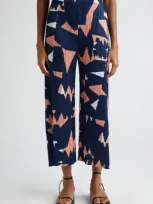 Issey Miyake Pleats Please  Lucid Print Pleated Pants In Pink Salt