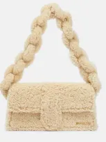 Jacquemus Le Bambidou Shearling Shoulder Bag In Ivory