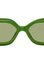 Jacquemus X Linda Farrow Rond Rectangular Sunglasses In Jade Green/ Yellow Gold/ Khaki