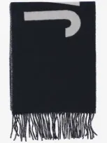 Jacquemus Wool Logo Print Scarf In Blue