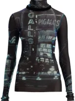 Jean Paul Gaultier "pigalle Print Tulle Top With In Multicolor