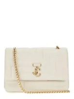 Jimmy Choo Ivory Nappa Leather Avenue Shoulder Bag In Lattelightgold