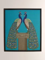 Jonathan Adler Peacock Beaded Art In Multi