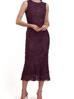 Js Collections Meli Soutache Cocktail Midi Dress In Plum Purple