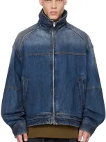 Juunj Indigo Zip Denim Jacket In P Blue