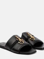 Jw Anderson Anchor Leather Sandals In Black