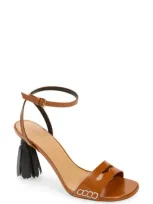 Jw Anderson Tassel Heel Ankle Strap Sandal In 533 Tan/999 Black