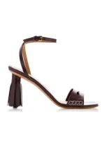 Jw Anderson Leather Tassel Ankle-strap Sandals In Burgundy