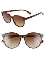 Kate Spade Eliza 55mm Polarized Round Sunglasses In Dkhavana/brown Grad Polz