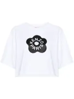 Kenzo Boke Flower 2.0 Cropped T-shirt In Off White