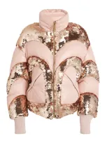 Khrisjoy Down Embellished Corazon Puffer Jacket In Beige