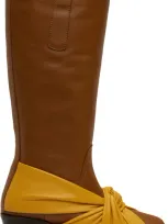 Kiko Kostadinov Brown & Yellow Knotted Riding Boots In Rhum/mustard + Brown