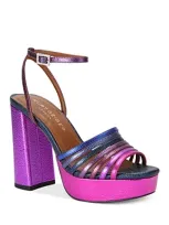 Kurt Geiger Pierra Metallic-leather Platform Sandals In Purple