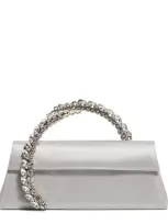 L'alingi Rhinestone-spiral Handle Clutch Bag In Gray