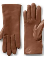 Lands' End Ez Touch Screen Cashmere Lined Leather Gloves In Brown