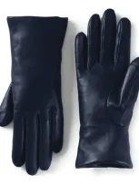 Lands' End Ez Touch Screen Cashmere Lined Leather Gloves In Blue